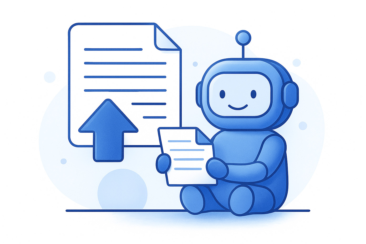 Illustration of document upload process to an AI assistant