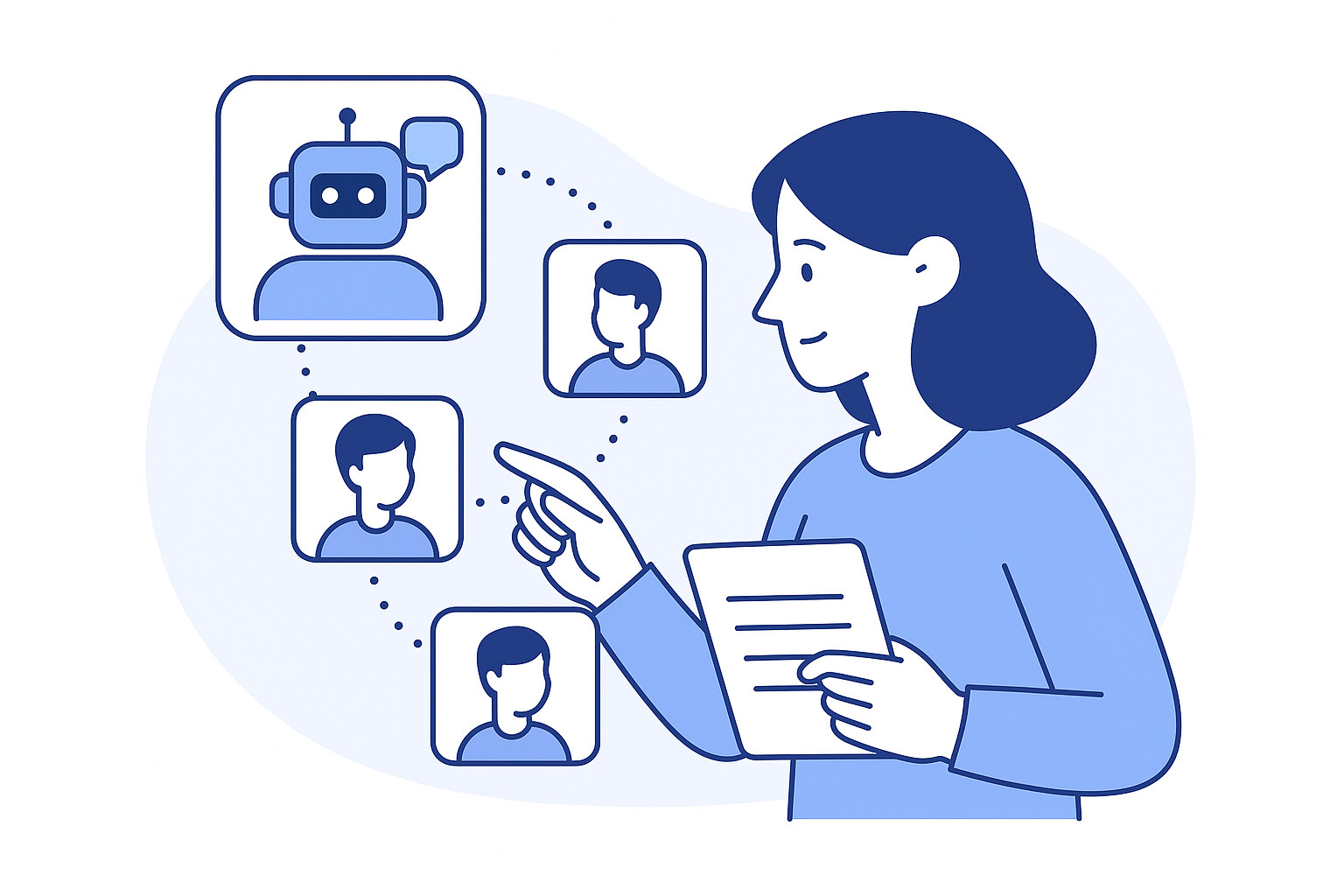 Illustration of asking questions and receiving answers from an AI assistant